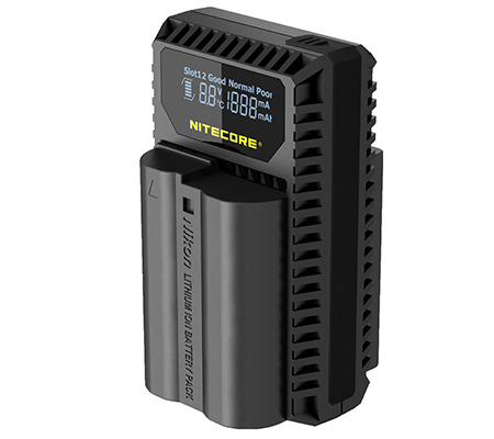 Nitecore UNK1 Dual-Slot USB Travel Charger for Nikon EN-EL14, EN-EL14a, and EN-EL15.