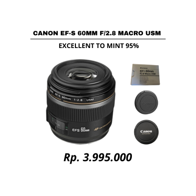 ::: USED ::: CANON EF-S 60MM F/2.8 MACRO USM (EXMINT - 063) - CONSIGNMENT