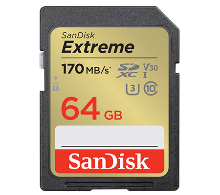 SanDisk SDXC Extreme 64GB UHS-I (Read 170MB/s and Write 80MB/s)