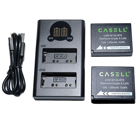 Casell Battery NP-W126 + Dual Charger for XA/XE/XT10/XT20/XT30/XT100/XT200/XPro/XT2/XT3