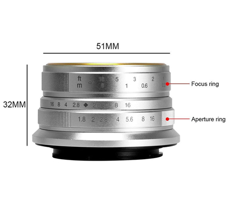 7Artisans 25mm f/1.8 for Micro Four Third Mount Silver