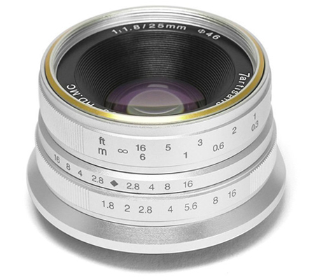 7Artisans 25mm f/1.8 for Fujifilm X Mount APSC Silver