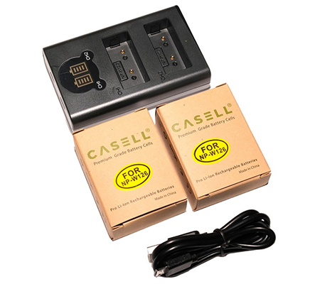 Casell Battery NP-W126 + Dual Charger for XA/XE/XT10/XT20/XT30/XT100/XT200/XPro/XT2/XT3