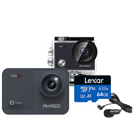 Akaso V50 X Action Camera New Version +  External Mic Type-C + Lexar MicroSD 64GB