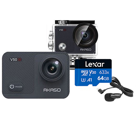 Akaso V50 X Action Camera New Version + External Mic Type-C + Lexar ...