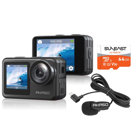 Akaso Brave 7 LE Action Camera + External Mic Type-C + Suneast MicroSD 64GB