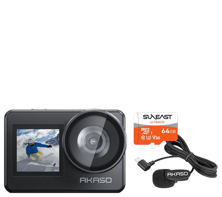 Akaso Brave 7 New Version Action Camera + External Mic Type-C + Suneast MicroSD 64GB