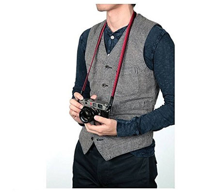 Artisan & Artist ACAM-312N Black and Red Silk Camera Strap