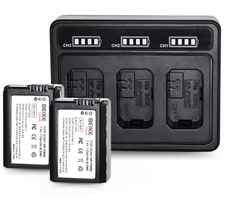Beike Power NP-FW50 Dual Battery + Charger for Sony Camera