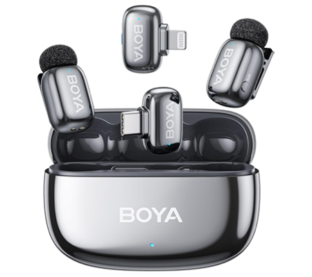 Boya Mini 2-01 Super Mini Wireless Microphone for USB Type-C & Lightning Lunar Silver