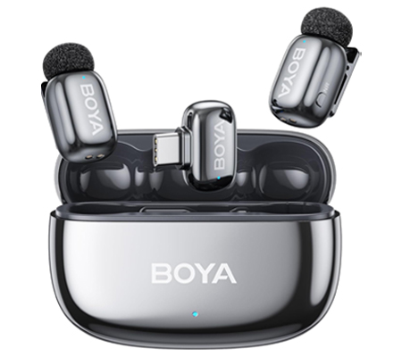 Boya Mini 2-02 Super Mini Wireless Microphone for USB Type-C  Lunar Silver