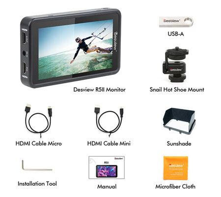 Desview R5II with Battery + Charger 5.5 inch Touchscreen On-Camera Field Monitor