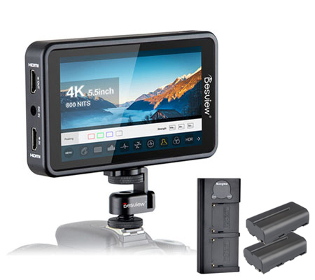 Desview R5II with 2 Pcs Battery + Charger 5.5 inch Touchscreen On-Camera Field Monitor