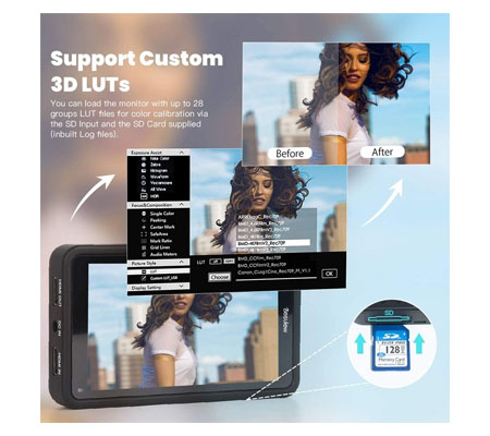 Desview R5 with 2 Battery + Charger Field Monitor 5.5Inch 4K Touch Screen On-Camera