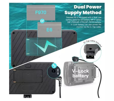 Desview R5 with 2 Battery + Charger Field Monitor 5.5Inch 4K Touch Screen On-Camera