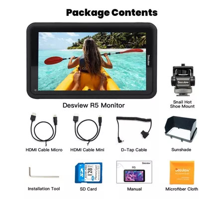 Desview R5 with 2 Battery + Charger Field Monitor 5.5Inch 4K Touch Screen On-Camera