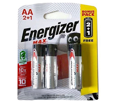 Energizer Alkaline AA 2pcs + 1pc Free Battery