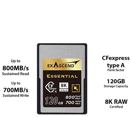Exascend CFExpress Type A 120GB Essential (Read 800MB/s and Write 700MB/s)