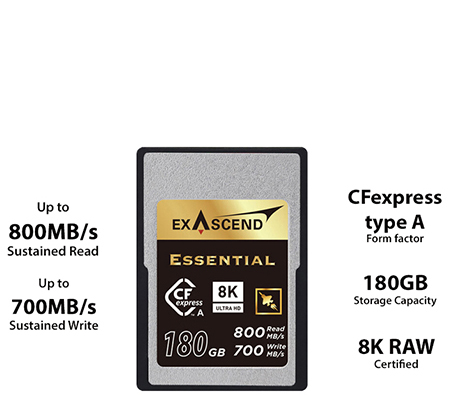 Exascend CFExpress Type A 180GB Essential (Read 800MB/s and Write 700MB/s)