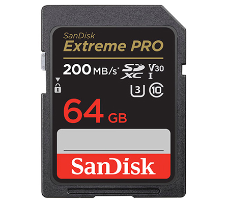 Sandisk SDXC Extreme Pro 64GB UHS-I V30 (Read 200MB/s and Write 90MB/s)
