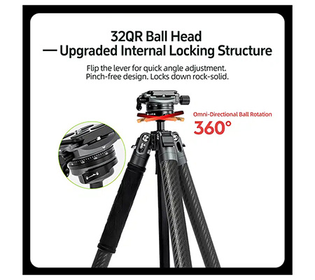 Fotopro X-AIRCROSS 4 Carbon + 32QR + SJ-8 Carbon Fiber Tripod Camera & Smartphone Orange