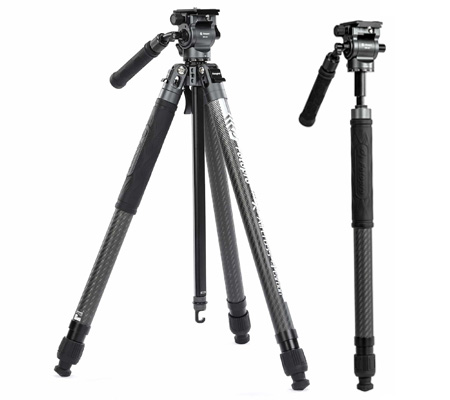 Fotopro X-AIRCROSS 4 Video + MH-2D + SJ-8 Carbon Fiber Tripod Camera & Smartphone Grey