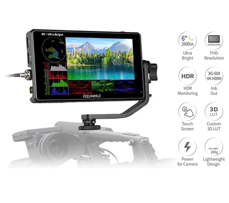 FeelWorld LUT6S 6Inch HDR/3D LUT 4K HDMI and SDI Touchscreen Field Monitor