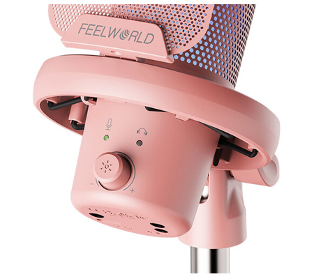 Feelworld VM1 AS USB Gaming Microphone with Boom Arm Pink