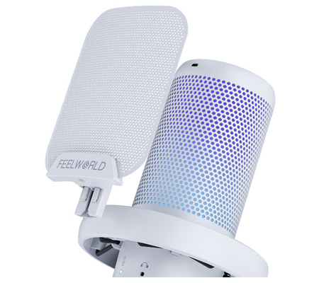 Feelworld VM1 AS USB Gaming Microphone with Boom Arm White