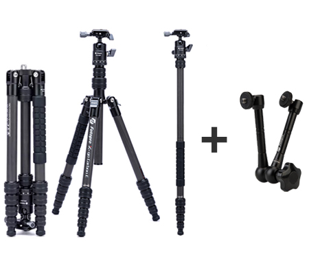 Fotopro X-GO Carbon E + 42QP Tripod Monopod With Magic Arm 11 Inch