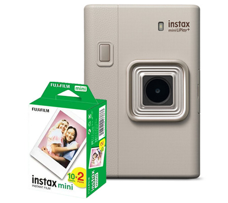 Fujifilm Instax Mini LiPlay+ Sand Beige + Instax Mini Paper Twin Pack (20 Sheet)