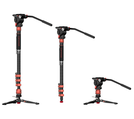 iFootage Cobra 3 C180F-P + Komodo K5S Fluid Head Carbon Fiber Monopod with Mini Tripod