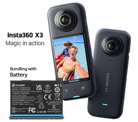 Insta360 One X3 360° Camera Bundling with Battery