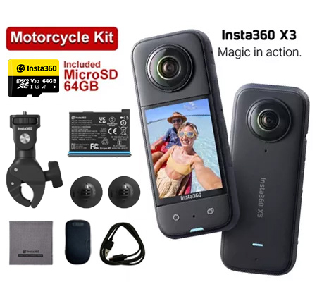 Insta360 One X3 360° Camera Motorcycle Bundle Kit
