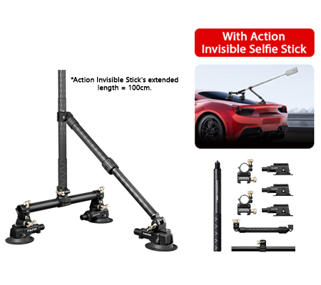 Insta360 Triple Suction Cup Car Mount with Action Invisible Selfie Stick