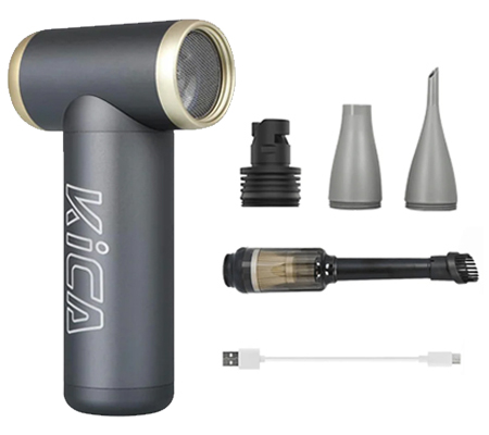 Kica Jet Fan 2 Turbo Fan Mini Portable with Vacuum Accessories Grey