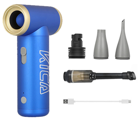 Kica Jet Fan 2 Turbo Fan Mini Portable with Vacuum Accessories Blue
