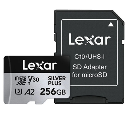 Lexar Micro SDXC 256GB Silver Plus UHS-I V30 (Read 205MB/s and Write 150MB/s)