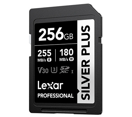 Lexar SDXC 256GB Professional Silver Plus UHS-I V30 (Read 255MB/s and Write 180MB/s)
