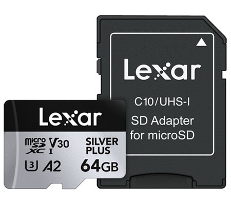 Lexar Micro SDXC 64GB Silver Plus UHS-I V30 (Read 205MB/s and Write 100MB/s)