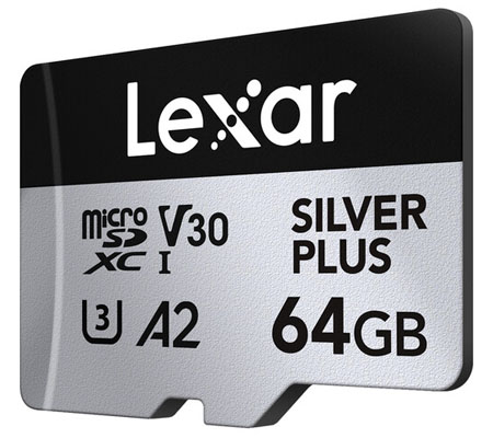 Lexar Micro SDXC 64GB Silver Plus UHS-I V30 (Read 205MB/s and Write 100MB/s)