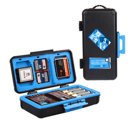 LensGo D950 Camera Battery and Memory Card Case Blue