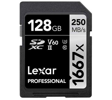 Lexar SDXC 128GB Professional 1667x UHS-II V60 (Read 250MB/s and Write 120MB/s)