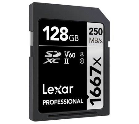 Lexar SDXC 128GB Professional 1667x UHS-II V60 (Read 250MB/s and Write 120MB/s)