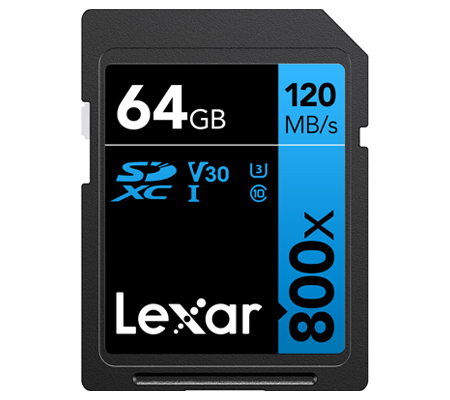Lexar SDXC 64GB High-Performance 800x UHS-I V30 (Read 120MB/s)