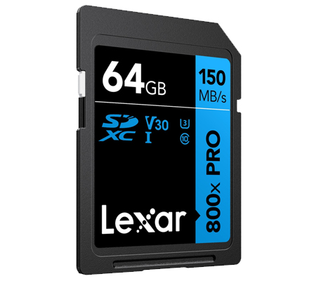 Lexar SDXC 64GB Pro High-Performance 800x UHS-I V30 (Read 150MB/s and Write 45MB/s)