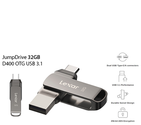 Lexar 32GB JumpDrive Dual Drive D400 USB 3.1 Type-C
