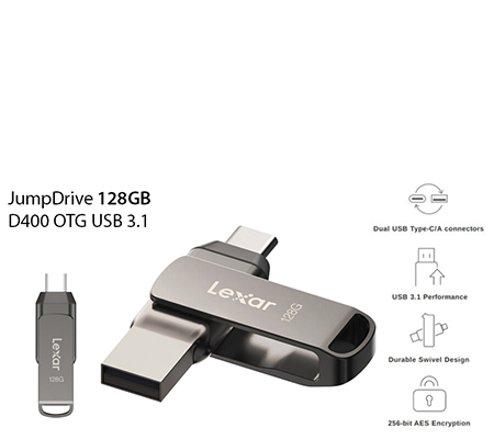 Lexar 128GB JumpDrive Dual Drive D400 USB 3.1 Type-C