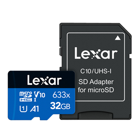 Lexar Micro SDHC 32GB 633x UHS-I V10 (Read 100MB/s and Write 45MB/s)