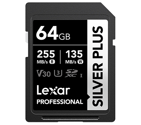 Lexar SDXC 64GB Professional SILVER PLUS UHS-I V30 (Read 255MB/s and Write 135MB/s)